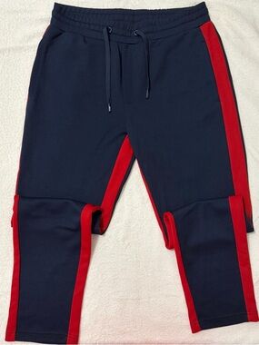 Tommy Hilfiger Navy Joggers with Red Side Stripe